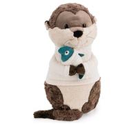 NICI Peluche Loutre Ophelio avec Poisson, Forme figurative 40 × 20 cm - Douce décoration à câliner, idéale pour Chambre, canapé et lit, Cadeau Enfants et Fans | 63252