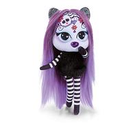 NICI Pixidoos Sunli la poupée 20 cm, Boîte cadeau avec kit tatouage enfants, peigne et bracelet d'amitié - Poupées stylées aux cheveux colorés - Peluche doudou à câliner, jouer, coiffer, collectionner Rose/Noir 47505