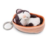 NICI Portachiavi Sleeping Pets Gatto Nero 8 cm cestino Pesca Chiaro - Dolcissimo ciondolo sostenibile a Forma di Animale Con anello per cordini e pendenti
