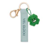 NICI Porte-clés avec bande en cuir synthétique turquoise 10 cm avec trèfle