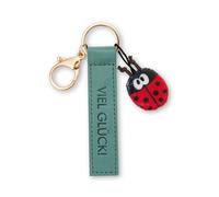 NICI Porte-clés avec bande en cuir synthétique vert 10 cm avec coccinelle