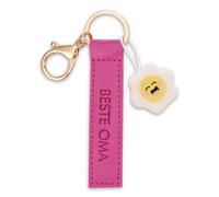 NICI Porte-clés « Beste Oma » - Bracelet en cuir synthétique de 10 cm - Avec pendentif fleur rose - Pour sac à dos ou sac - Porte-clés pour petits et grands - 62006