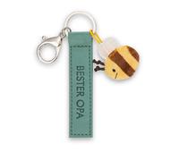 NICI Porte-clés « Bester Opa » en cuir synthétique vert 10 cm avec abeille