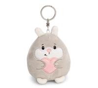 NICI Porte-clés Chill Lapin avec cœur 8 cm – Gris – Peluche câline avec anneau métal