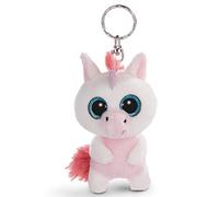 NICI 45551 Schlüsselanhänger Einhorn Porte-clés GLUBSCHIS Licorne Milky-Fee 9cm, avec des Grands Yeux Scintillants, Caricature, Blanc/Rose, 9 cm