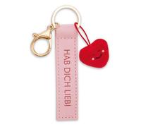 NICI Porte-clés « Hab dich lieb! » avec bande en cuir synthétique rose 10 cm avec cœur