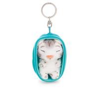63161 Sleeping Pets Porte-clés Motif Léopard des neiges, 8 cm, dans Un Panier, Multicolore, Compagnon en Peluche pour Sac à Dos ou Sac, Porte-clés pour Petits et Grands