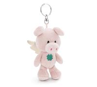 NIDNA Porte-clés Ton Ange Gardien Cochon avec Trèfle 10cm Rose - Pendentif Animal avec Anneau métallique pour accrocher aux clés, à la Corde, au Sac et Plus Encore