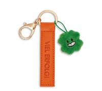NICI Porte-clés « Viel Erfolg! » en cuir synthétique orange 10 cm avec trèfle