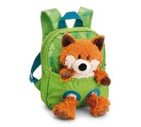 NICI Sac à Dos avec Peluche Renard 25 cm, 21 x 26 cm, Vert, Peluche Amovible Douce et Moelleuse, Sac à Dos avec Doudou pour Enfants de 2 à 5 Ans - 62692