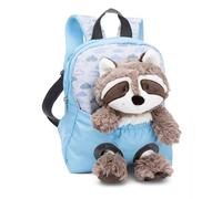 NICI Sac à Dos pour Enfants Bleu 2 en 1 avec Peluche Raton Laveur 25cm - Sac à Dos pour Maternelle Fille & garçon, Dos Souple & Sangles réglables - 49844