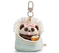 NICI Set Peluche Panda Kono 7 cm avec Bol de Bouillie et lit, Mousqueton, boîte Cadeau 8,5 × 6,5 × 10 cm - Doudou mymochi Lifestyle, Peluche Tendance Kawaii, à câliner, Jouer et Collectionner | 63456