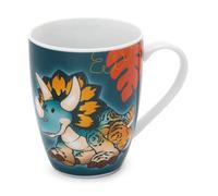 NICI Tasse en porcelaine dinosaure Cerastups 310 ml, 10x8 cm bleu avec une banderole