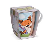 NICI Tasse en Porcelaine Renard Fridalie 310 ML 9,5x9 cm Bleu avec Banderole - Tasse à thé Tasse à café Tasse en Porcelaine mug avec Anse pour Boissons Froides et Chaudes, café - Super idée Cadeau