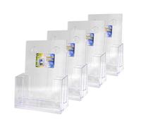 Niciksty 4 Pièces Porte Brochure A5 Plastique Transparent 2 Niveaux - Présentoir Brochure Mural & Bureau - Support pour Littérature, Brochure, Dépliant, Menu et Magazine