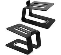 Niciksty Support de Haut-Parleur de Bureau pour Petites et Moyennes Haut-Parleurs, Moniteur de Studio, Amortissement des Vibrations, Support de Haut-Parleur de Table Incliné, Noir - Paire
