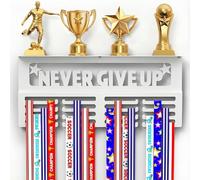 Niciksty Support Mural pour Médailles, Présentoir pour Porte-Médailles Support de Rangement pour Médailles de Marathon pour Athlètes, Gymnastes Trophées et Médailles Support de Rangement, Blanc