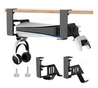 Niciksty Support PS5 sous la Bureau pour PS5/PS5 Slim, Support furtif Compatible avec Disque PlayStation 5 et Console numérique Edition numérique avec Support de Casque