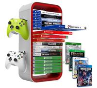Niciksty Tour de Stockage de Jeu pour PS5/ Xbox Series S & X/Switch, Tour de Rangement Universelle pour Jeux, Étagère de Rangement pour 24 CD et 4 contrôleurs