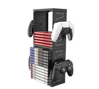 Niciksty Tour de Stockage de Jeux PS5, Étagère de Rangement pour 24 CD et 4 contrôleurs pour PS5/PS4/XBOX Series X/xbox one/Nintendo switch Disques de Jeu