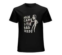 Nick Cave and The Bad Seeds T-Shirt Men's Summer Crew Neck Tops Casual Short Sleeves Tee Black Size M