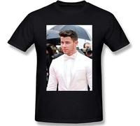 Nick Jonas Men's Comfortable Short Sleeve Shirts Crew Neck Personality Fashion T-Shirt Black 3XL