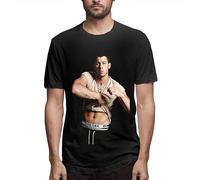 Nick Jonas Men's Comfortable Short Sleeve Shirts Crew Neck Personality Fashion T-Shirt Black S