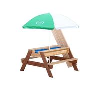 AXI Nick Table Sable et Eau / pique nique en Bois Marron | Table d'eau avec Couvercle, boîtes de rangement & Parasol | Table de Jeu Enfant à Eau pour