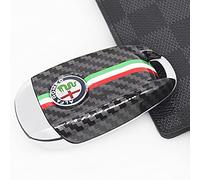 NICKAL Coque de clé en Fiber de Carbone pour Alfa Romeo Giulia Stelvio Coque de clé Porte-clés 3D Accessoires de Couverture de Protection de clé de Voiture,A Style-A