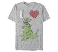 Nickelodeon Big & Tall Rugrats Heart Reptar Men's Tops Short Sleeve Tee Shirt, Athletic Heather, Large