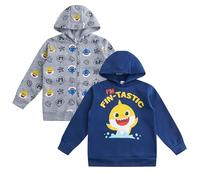 Nickelodeon Boy's 2-Piece Baby Shark Pullover Hoodie and Full Zip Hooded Jacket, Grey/Blue, Size 2T