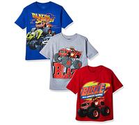 Nickelodeon Boys' Little Boys' Blaze and Monster Machines 3 Pack T-Shirt Bundle, Athletic Heather/Red/Royal, S-4