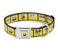 Nickelodeon Collier pour Chien avec Boucle de Ceinture de sécurité en métal Motif Bob l'éponge Jaune/Noir/Blanc 40,6 à 58,4 cm de Large