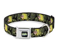 Nickelodeon Collier pour Chien avec Boucle de Ceinture de sécurité en métal Motif Feuilles Noir Vert 50,8 à 78,7 cm Largeur 3,8 cm