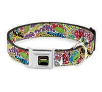 Nickelodeon Collier pour chien avec boucle de ceinture de sécurité en métal Motif Tortues Ninja Blanc Multicolore 38,1 à 61 cm 2,5 cm de large