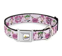 Nickelodeon Collier pour Chien avec Boucle de Ceinture de sécurité en métal The Fairly OddParents Cosmo et Wanda Wish Poses Rose 40,6 à 58,4 cm de Large