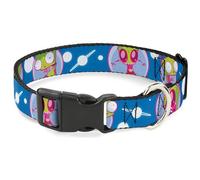 Nickelodeon Collier pour Chien avec Boucle en Plastique Invader Zim et GIR Poses et planètes Bleu Blanc 50,8 à 78,7 cm 3,8 cm de Large