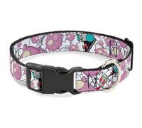 Nickelodeon Collier pour chien avec boucle en plastique Invader Zim Gir et Piggy Doddles Blanc Noir 33 à 43,2 cm Largeur 3,8 cm