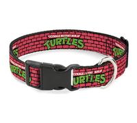 Nickelodeon Collier pour chien avec boucle en plastique, libération rapide, facile à régler, avec logo Tortues Ninja Brique, rouge, 50,8 à 78,7 cm, 3,8 cm de large