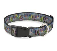 Nickelodeon Collier pour chien avec boucle en plastique, libération rapide, facile à régler, motif tortues ninja, bataille violet, scène de jeu vidéo, 33 à 43 cm, 3,8 cm de large