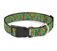 Nickelodeon Collier pour chien avec boucle en plastique Motif Tortues Ninja Vert Multicolore 17,8 à 21,6 cm Largeur 1,3 cm
