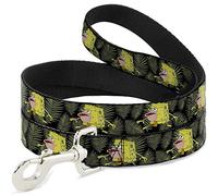 Nickelodeon Laisse pour Animal Domestique, Laisse pour Chien, Mousse Primitive, Feuilles Noires et Vertes, 1,8 m de Long et 3,8 cm de Large