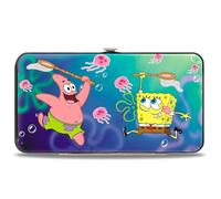Nickelodeon, Mixte Adulte, Bob L'éponge, Buckle-down Hinge Wallet - Spongebob HW-SQK-0-7 x 4 WALLET, Taille Unique, Portefeuille à charnière avec boucle - Patrick étoile de mer et Bob l'éponge Méduse méduses