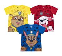 Nickelodeon Paw Patrol Boy's 3-Pack Chase, Marshall and Rubble Tees, Blue/Yellow/Red, Size 3T