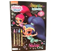 Nickelodeon Shimmer and Shine Bright Livre d'idées à colorier - Comprend 4 crayons laiteux (pages noires à colorer)
