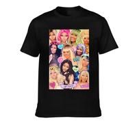 Nicki Music Minaj Shirt Homme Col Rond Manches Courtes T-shirt Mode Polyvalent Coton Tops Noir, Noir , S