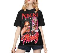 Nicki Rapper Singer Minaj T-Shirt de Baseball pour Femme - T-Shirt à Manches Courtes de Style Rap Hip-hop Classique à la Mode avec Blocs de Couleurs rétro pour Le Quotidien et Les fêtes Musicales X-L