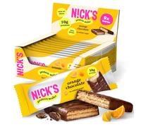 NICKS Barre protéinée Sans Sucres Ajoutés, Gaufrettes proteinées, Biscuits Sans Sucres Ajoutés Lowcarb, Sans Gluten | 25% de protéines | 203 calories | Orange, 40 g X 9