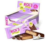 NICKS Barre protéinée Sans Sucres Ajoutés, Gaufrettes proteinées, Biscuits Sans Sucres Ajoutés Lowcarb, Sans Gluten | 25% de protéines | 203 calories | Vanille, 40 g X 9