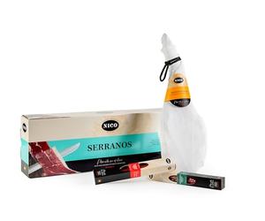 NICO JAMONES PACK CADEAU LOT PALETTE CURÉE - env. 4,5 kg + saucisse ibérique + saucisse ibérique + boîte décorée